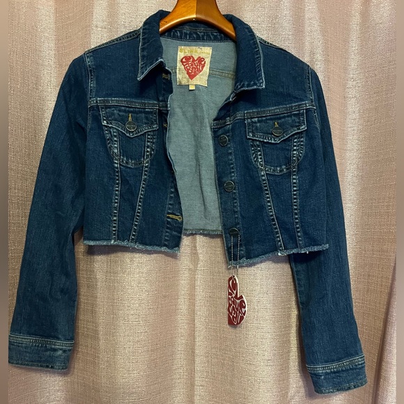 NWT Slink Jeans Fray Cropped Jean Jacket Women’s Size Small Blue Never worn. - Picture 4 of 8